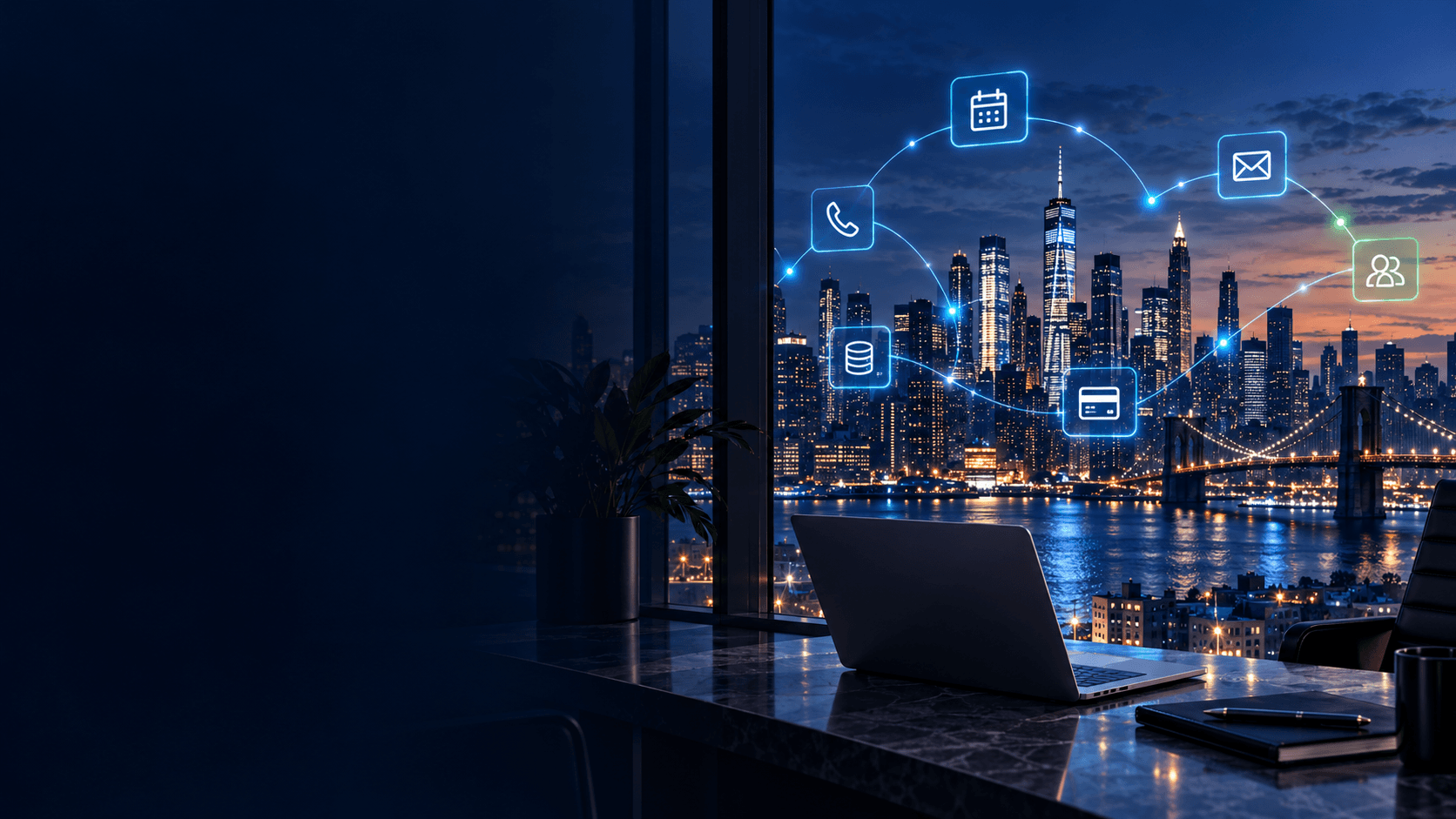 AI-powered business systems connecting across New York City.