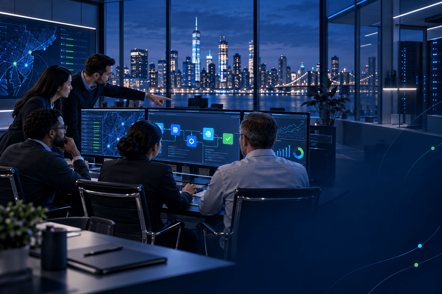 Universal Tech Inc. team overseeing secure AI automation operations in New York.